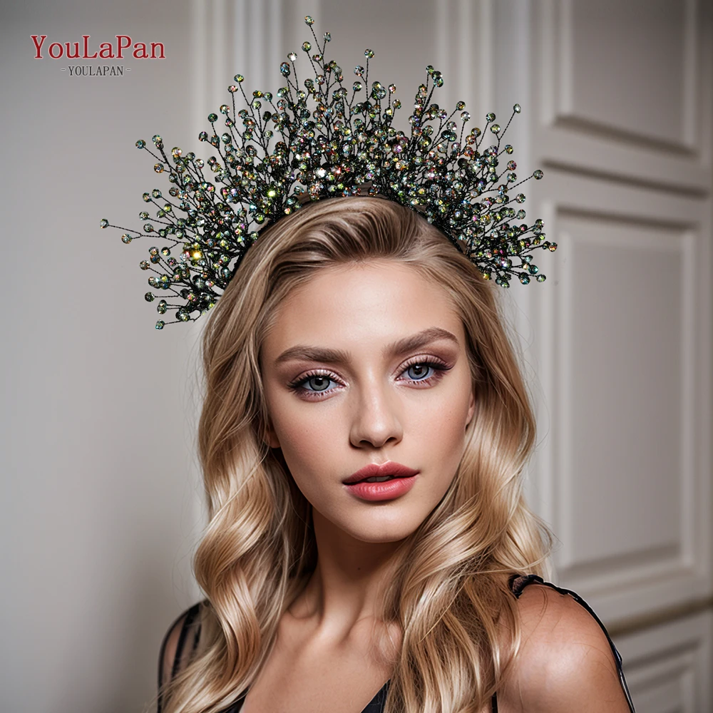 YouLaPan Sparkling Rhinestone Bridal Crown Earring Set Wedding Accessories Bride Luxury Fashion Headbands Handmade Jewelry HP846