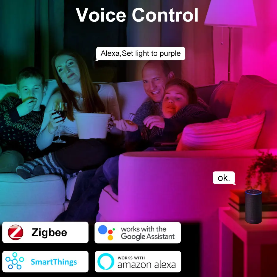 Zigbee 3.0 Led Smart Light Bulb 18W RGB+WW+CW E27 B22 Tuya Smart Home Led Lamp Compatible With Alexa Google Home Voice Control