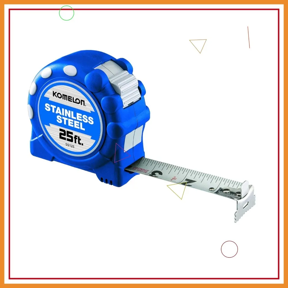 

25-Foot Stainless Steel Measuring Tape with Grip, Blue - Durable and Easy to Use