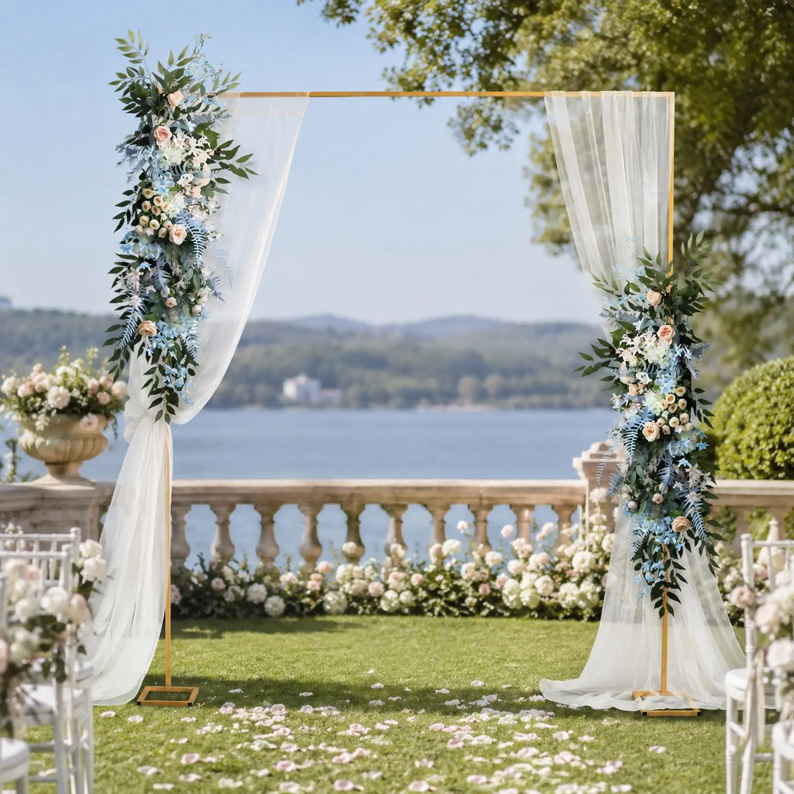 9,8x9,8ft Hochzeitsbogenständer, quadratischer Metallbogen mit Ständern, höhenverstellbar, 3 Höhenstufen für Hochzeiten, Quinceañera, Partys und Eventdekoration – Detail 11