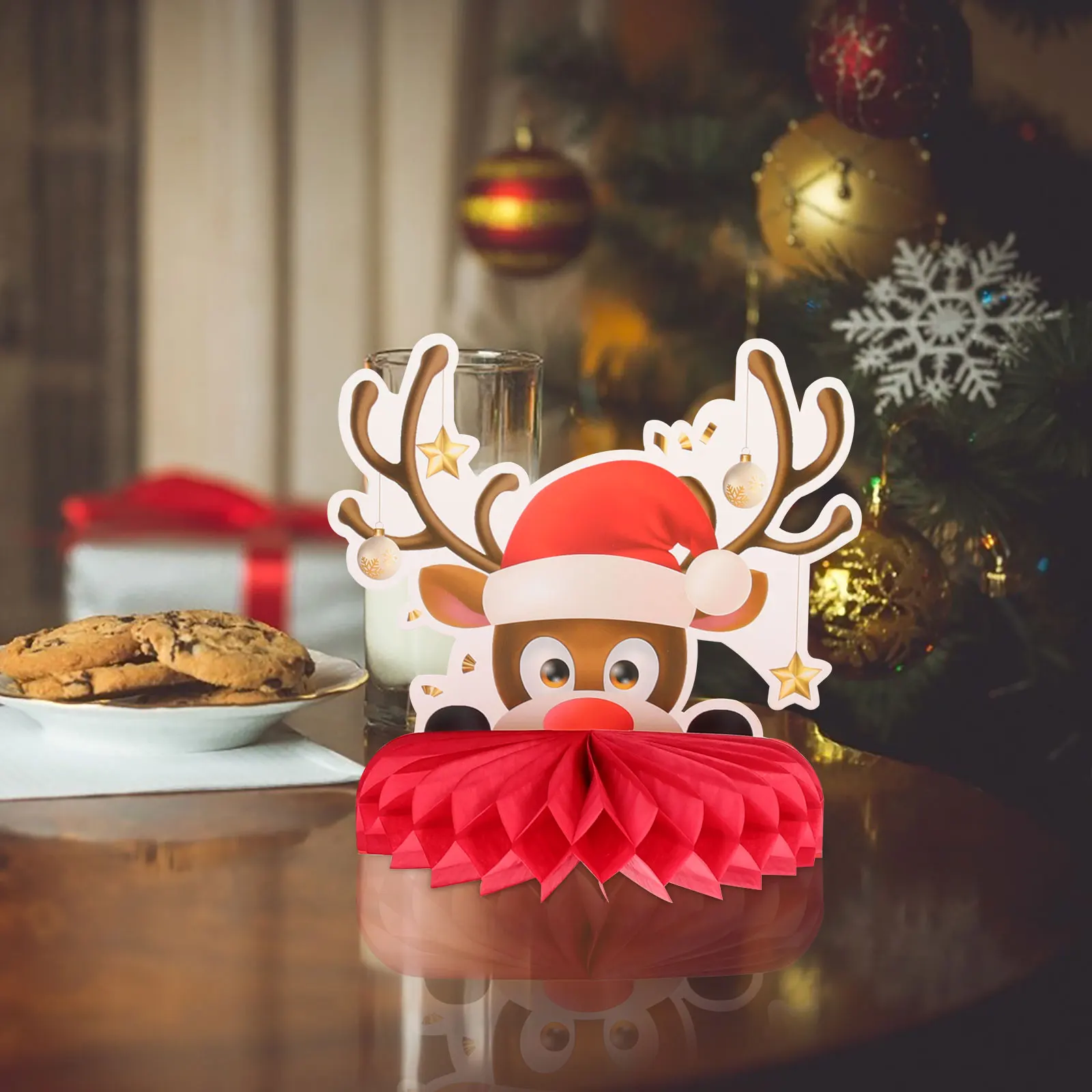 

9Pcs Christmas Honeycomb Centerpiece Table Decorations Home Decor Xmas Supplies Festive Honeycomb Adornments