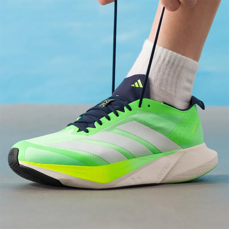 adidas Adizero Neon Green Lightweight Racing Running Shoes Lightstrike Breathable Mesh Marathon Trainers Men WomenJR9378