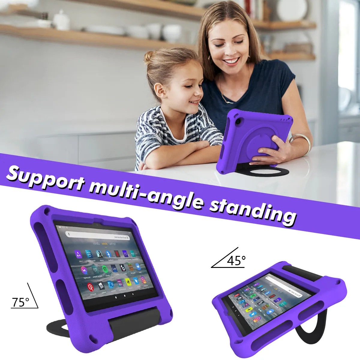 Tablets Case for Amazon Fire 7 2022 Release Kids EVA Shockproof Stand Holder Cover 7.0 inch  Amazon Kindle Fire 7 funda