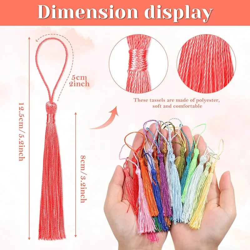 30Pcs Silky Bookmark Tassels Handmade Soft Craft Tassels Key Chain Tassels for Jewelry Making DIY Crafts Accessories