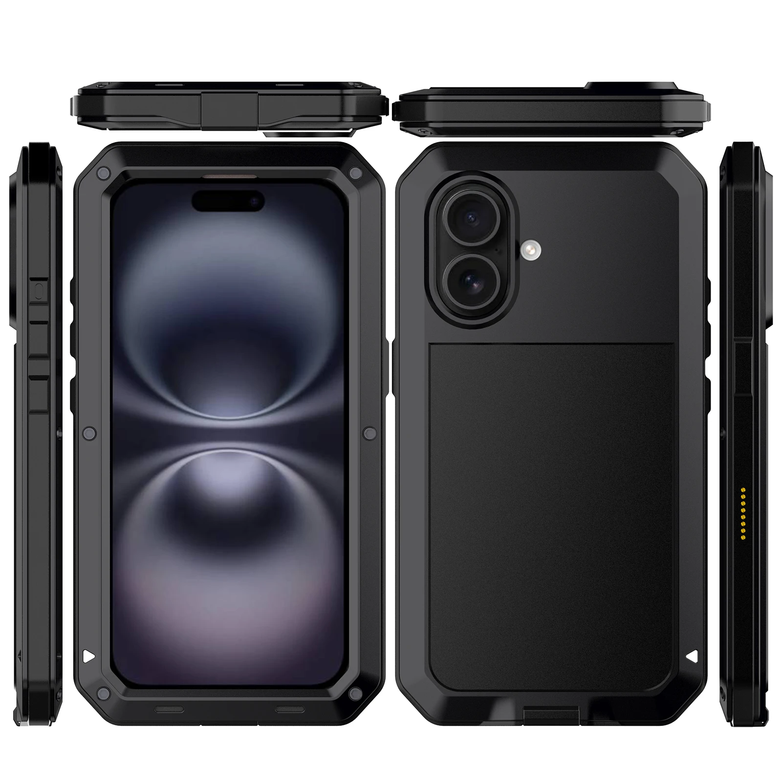 Metall-Rüstung, passend für iPhone 17 Pro Max, 16, 15, 14, 13, 12, 11, XS Max, XR, 6/7/8 – Schutzhülle, All-Inclusive-Dreifachschutz-Gehäuse – Detail 2