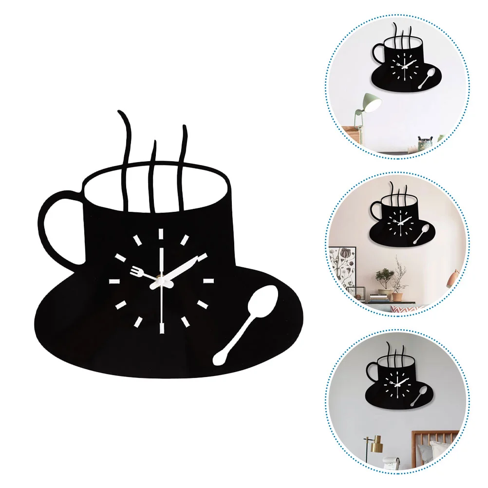 

Wall Clock Stylish Hanging Coffee-looking Mug Home Mute Decor Acrylic Decorative Man