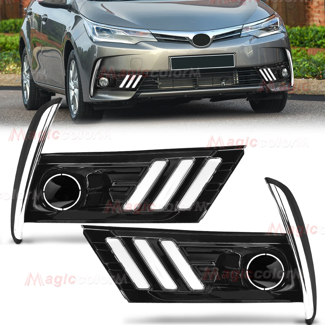 Car LED Daytime Running Light For Toyota Corolla 2017 2018 DRL Driving Fog Lamp Front Bumper Turn Signal Light 12V
