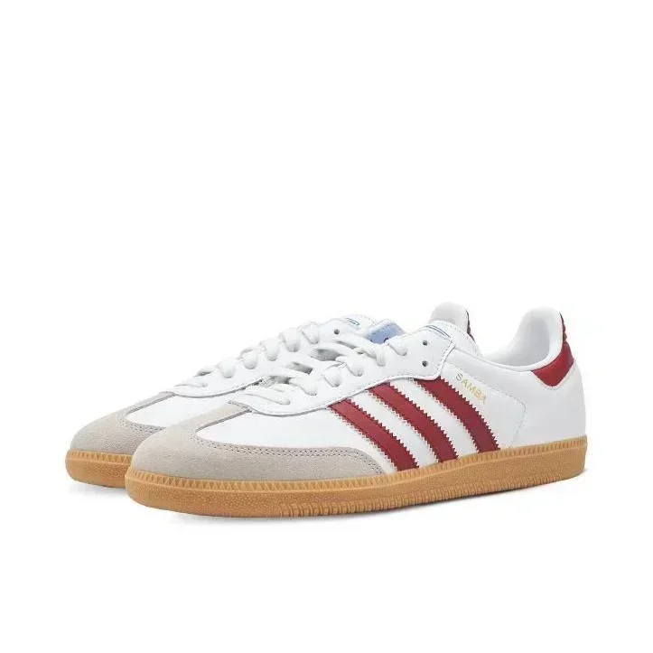 Adidas Samba OG White Burgundy Gum IF3813 Comfortable and Versatile for Everyday Wrap-around Wear Men's/Women's