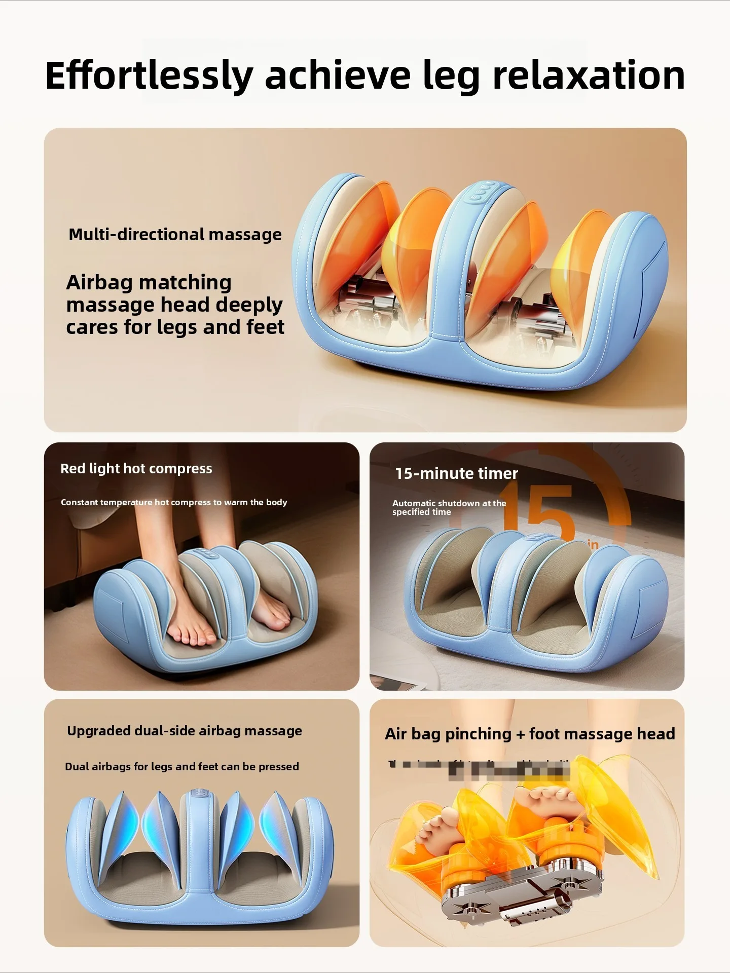 Professional Airwave Pressure Massager Ergonomic Design for Legs & Full Body Portable Home Use No Battery Durable & Easy to Clea