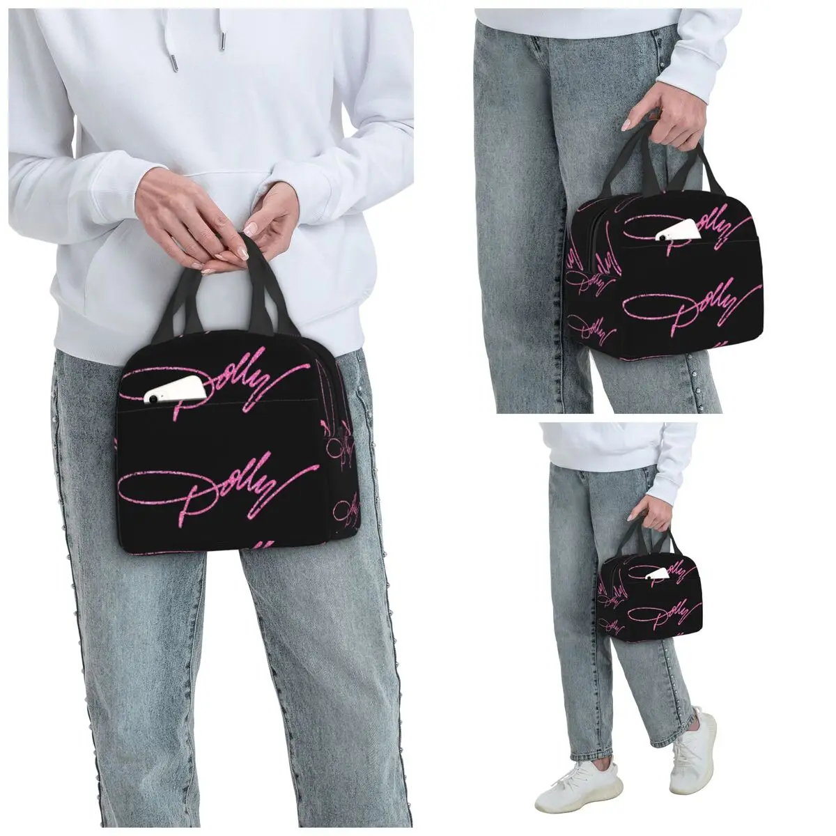 Dolly Parton Pink Sparkle Insulated Lunch Bag for Women Office Cooler Thermal Food Box Tote Portable Lunch Boxes Container