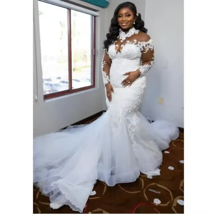 Robes de mariée de luxe africaines personnalisées, col rond, nouveau Design, robes de mariée sirène