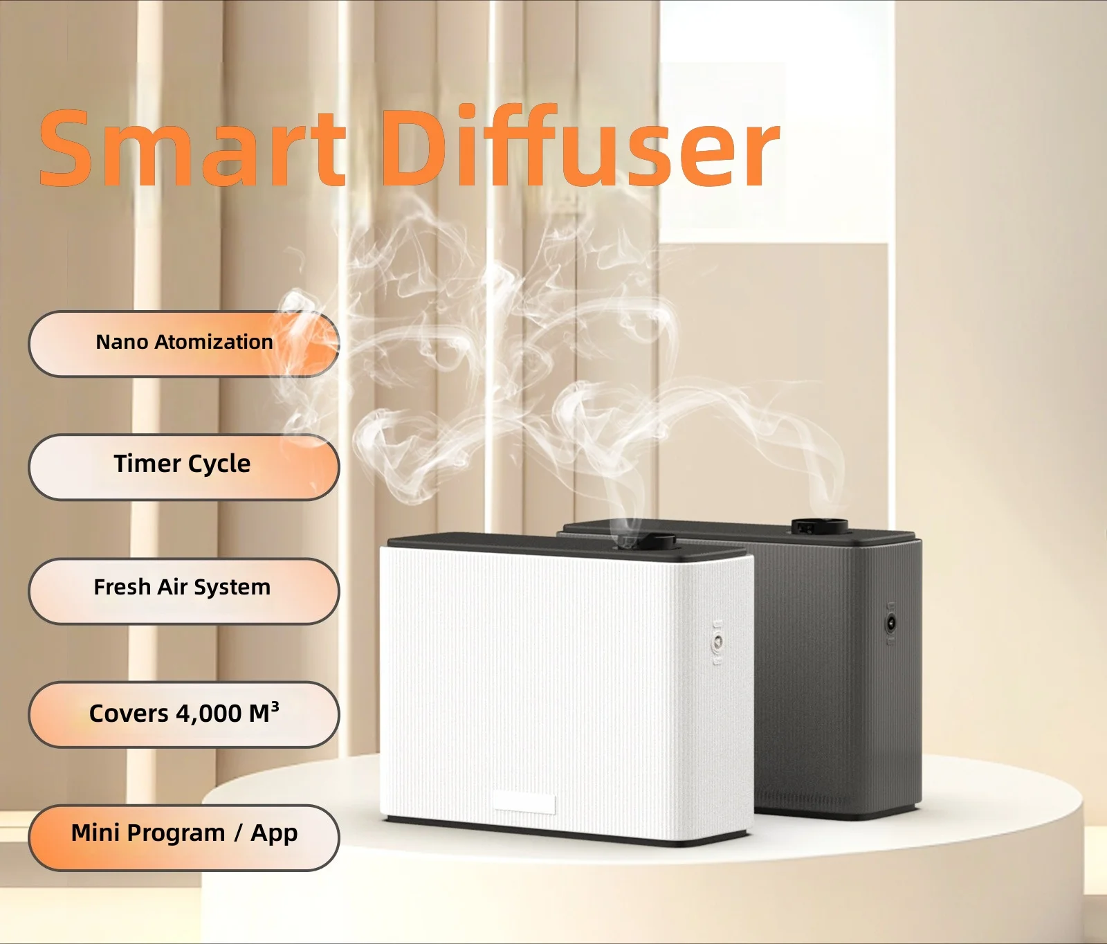 Essential Oil Diffuser, Smart Aroma Machine, Waterless Scent Dispenser, Automatic Fragrance Diffuser, 400ml, Home Office Use