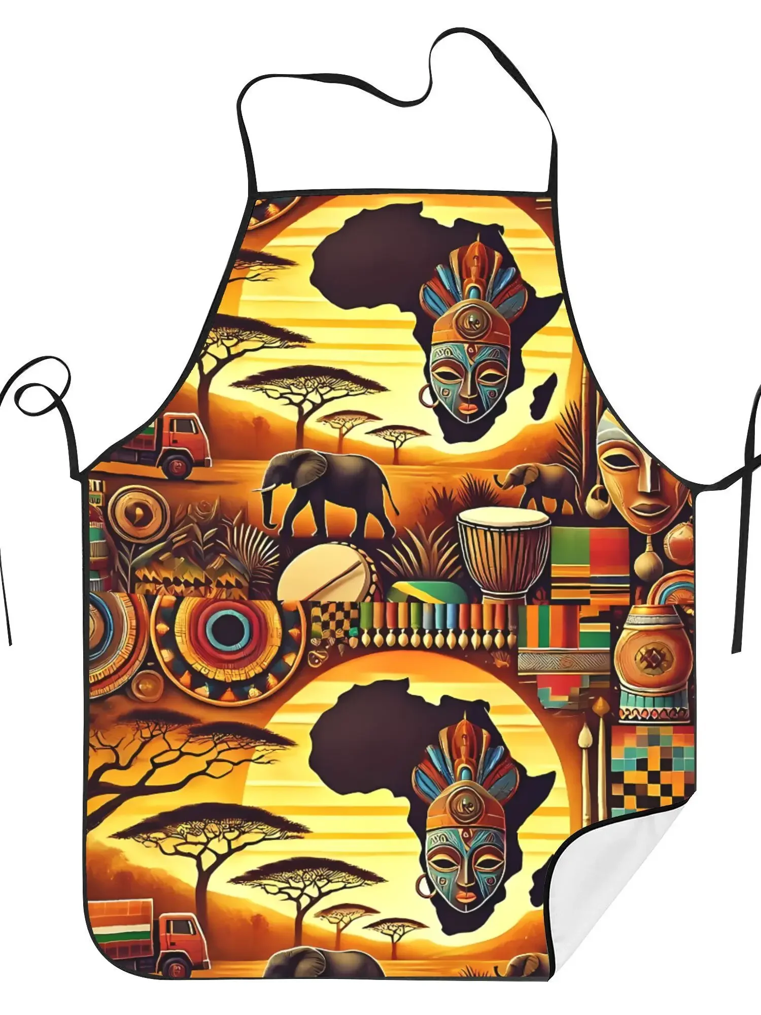 Colorful Vintage African Culture Art Apron Vibrant Tribal Print Cooking Restaurant Use African Decor