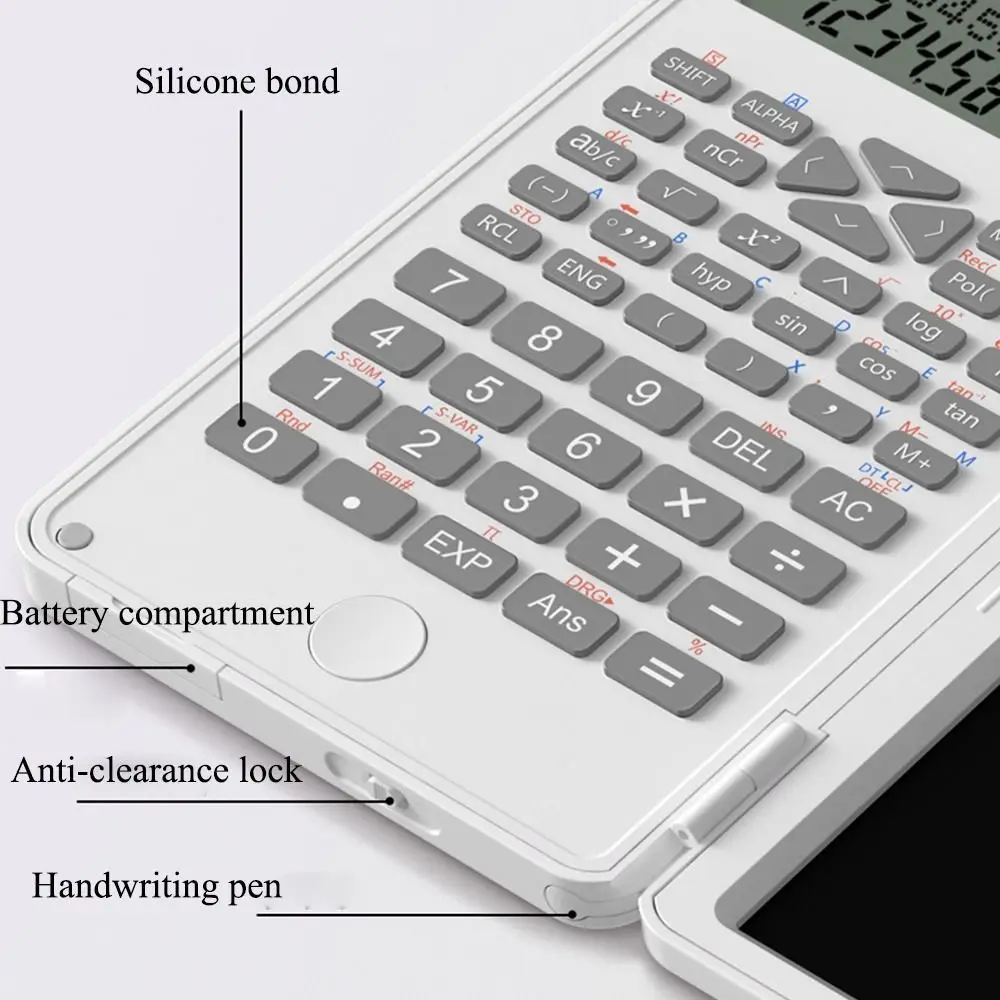 3 in 1 Scientific Calculator 6-inch Foldable Office LCD Drawing Pad Large Screen Display Portable Digital Writing Tablet