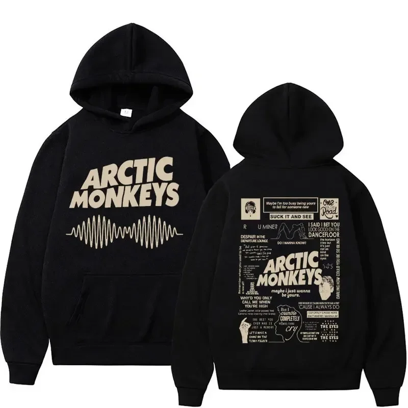 Retro Arctic Monkeys Music Tour Double Sided Print Hoodies Men Women Harajuku Hip Hop Sweatshirt Oversized Y2K Hoodie Streetwear