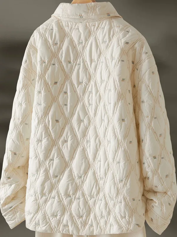 

Женская хлопковая куртка Thiened, зимняя верхняя одежда, лыженная возрастная цветочная вышивка Fem Sle, свободная посадка, длинный све