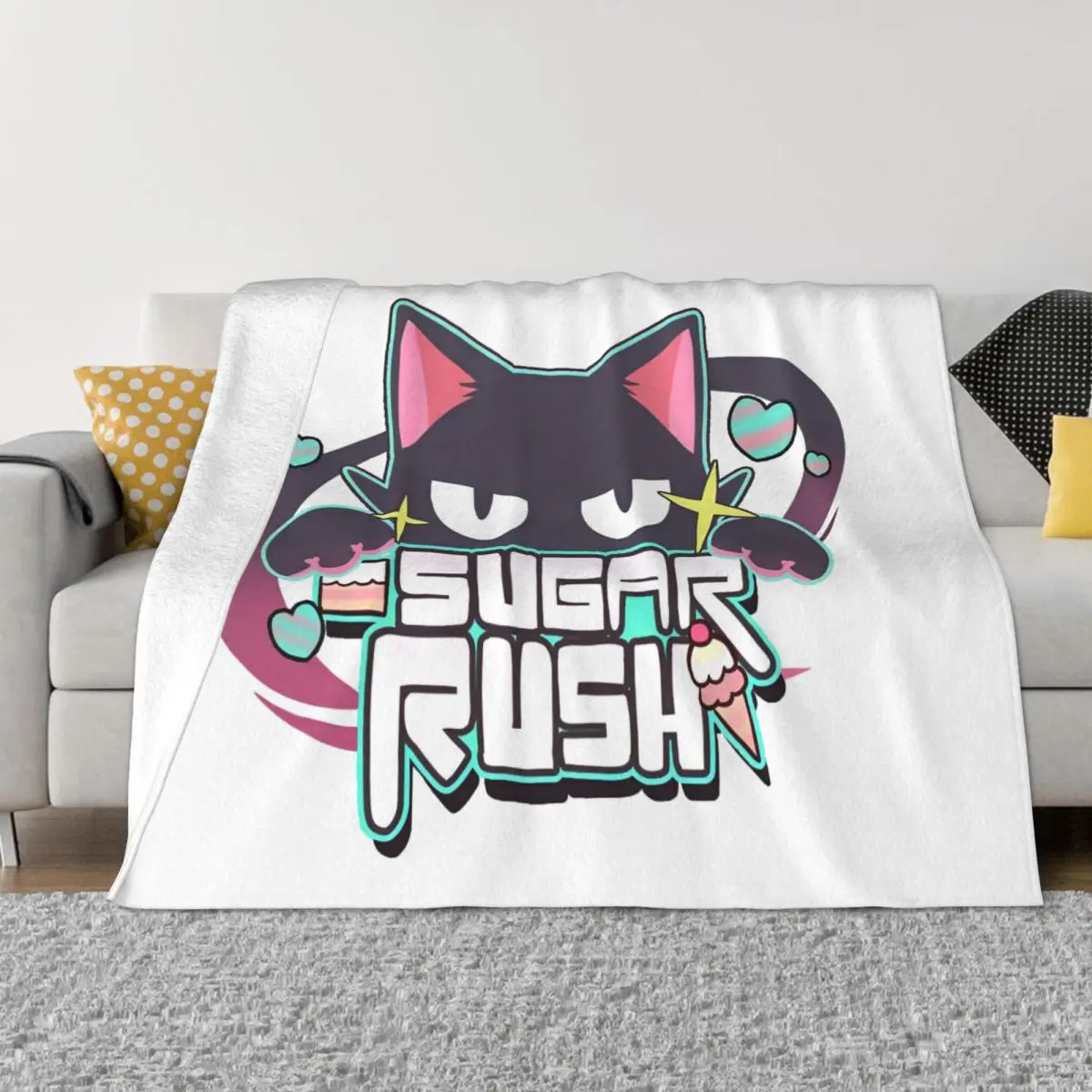 Sugar Rush Archives Knitted Blanket Fleece Anime Super Soft Throw Blankets for Bedding Couch Bed Rug