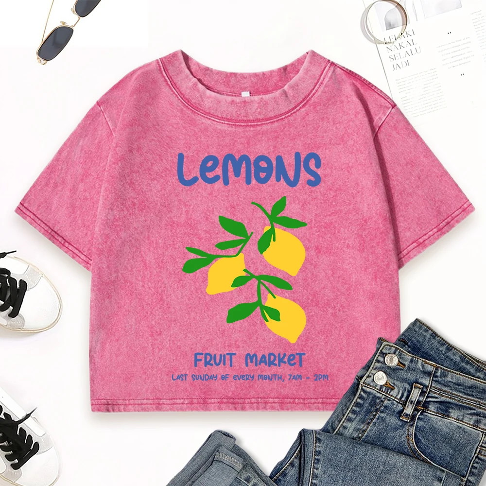 

Lemons Fruit Market, креативные принты, потертая футболка, женские повседневные хлопковые футболки, мягкие модные женские топы с круглым вырезом и короткими рукавами