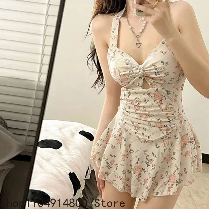 

Женский милый купальник с висячим вырезом, сексуальный цельный пляжный костюм, пляжное платье, купальник с высокой талией, купальный костюм для девочек