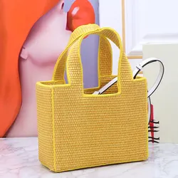 Bolso de mano con diseño clásico de hierba para mujer, bolsa de hombro de punto para vacaciones en la playa y al aire libre, dos tamaños, 2024