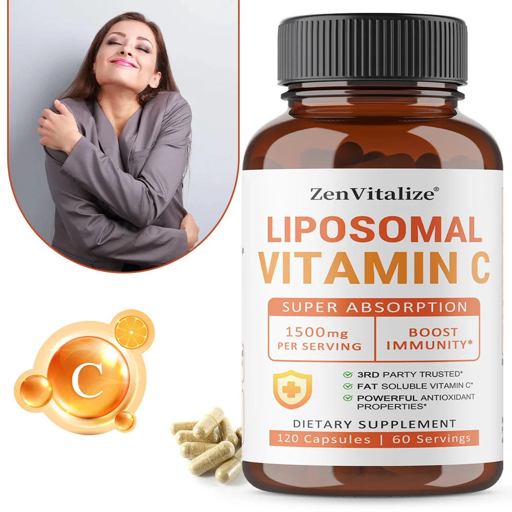 Liposomal Vitamin C 1450mg, High Absorption, Energy, Immune System Support, Collagen Boost & Antioxidant Supplement, Non-GMO