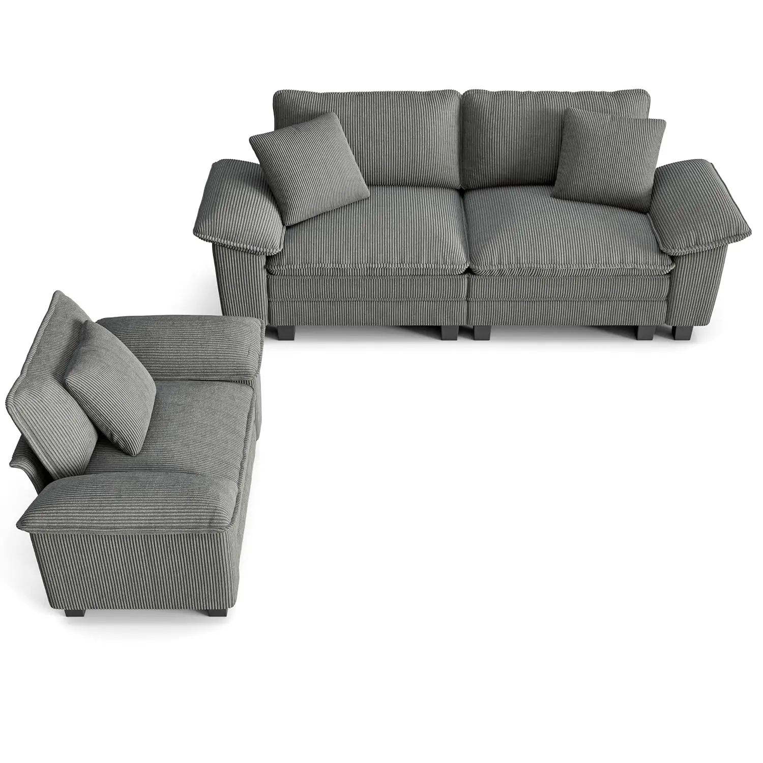 2-Piece Modular Loveseat & Chair Sectional Sofa Set, Customized