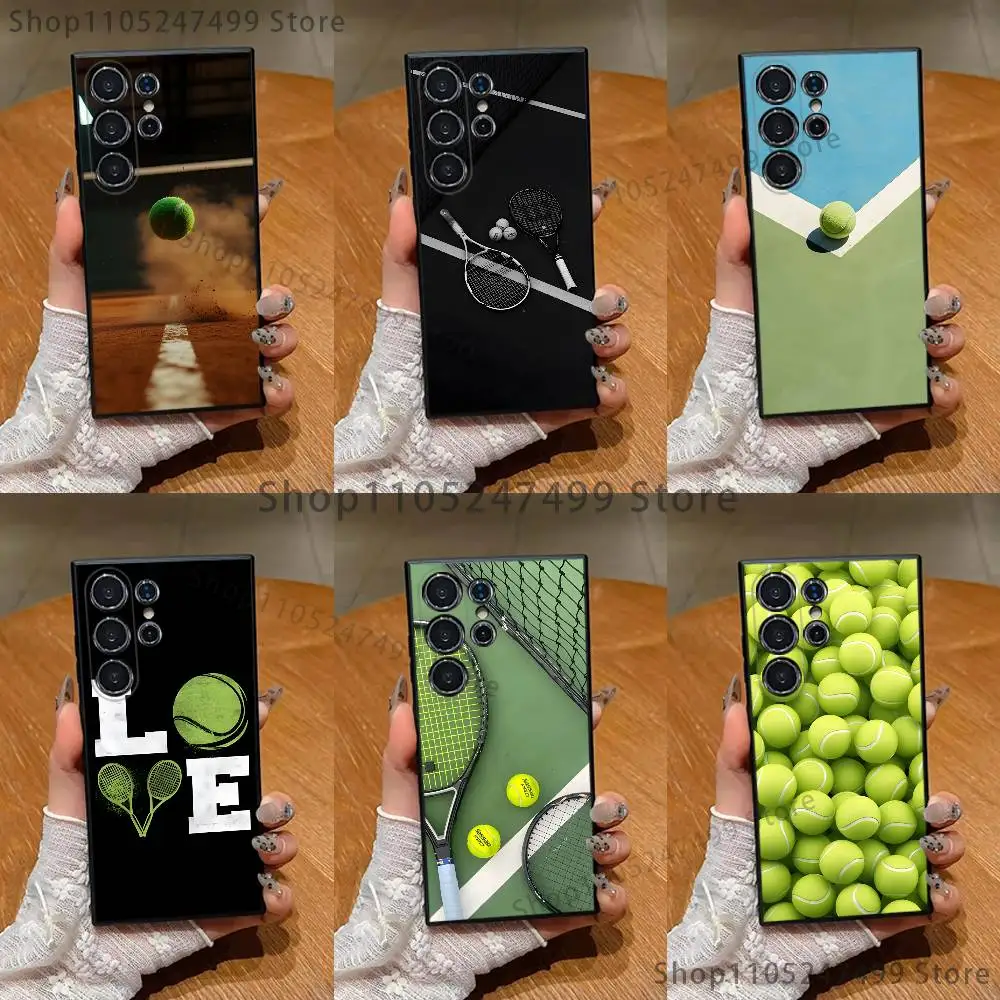 

Sports Tennis Phone Case For Samsung S25,S24 Ultra,S20,S30 plus,S22 plus,S23,S30 Ultra 5G Silicone Black Shell