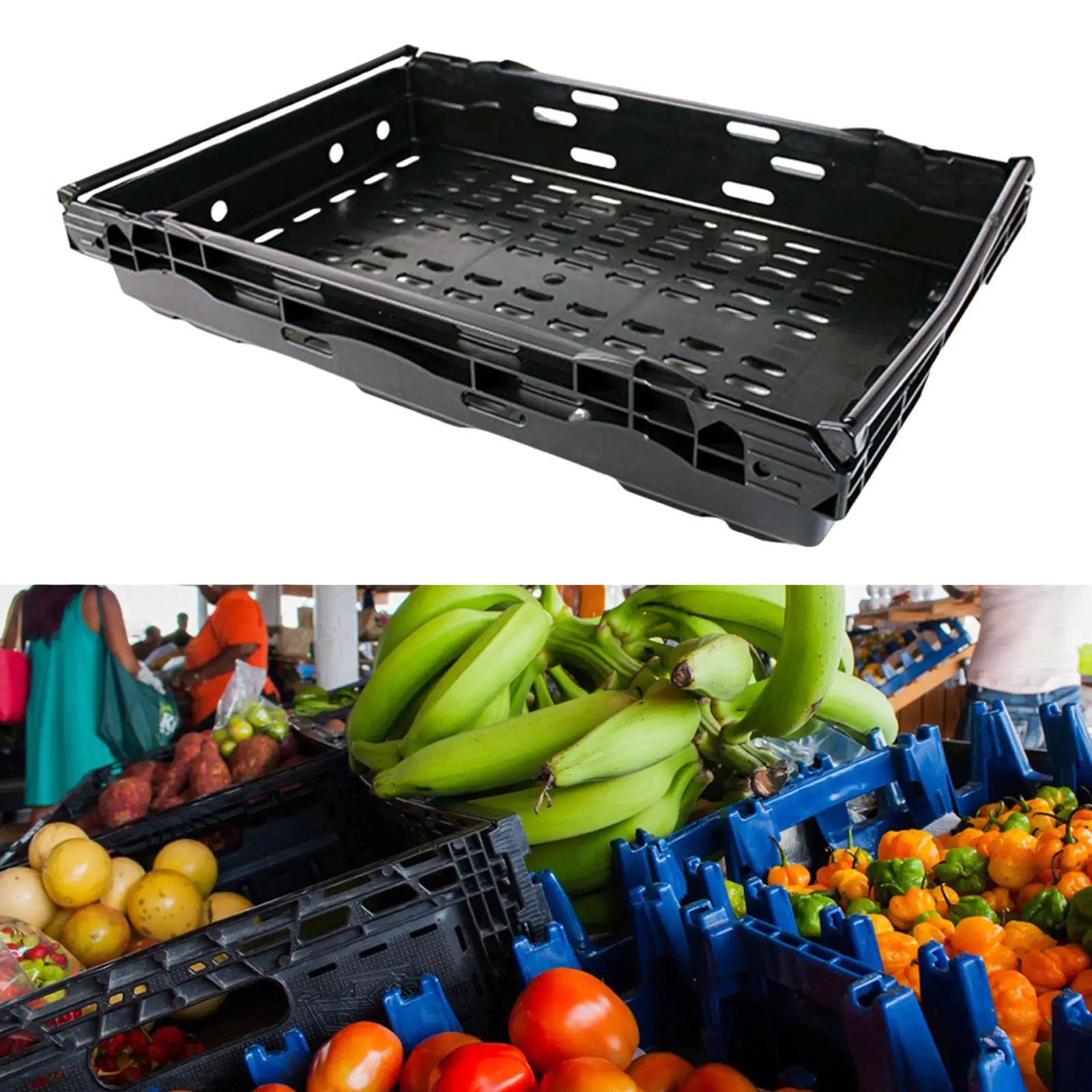 

Rack Storage Tray Case Retail Ventilated Counter Restaurant Holder Rectangular Market Large Supermarket Vegetable Fruit Basket