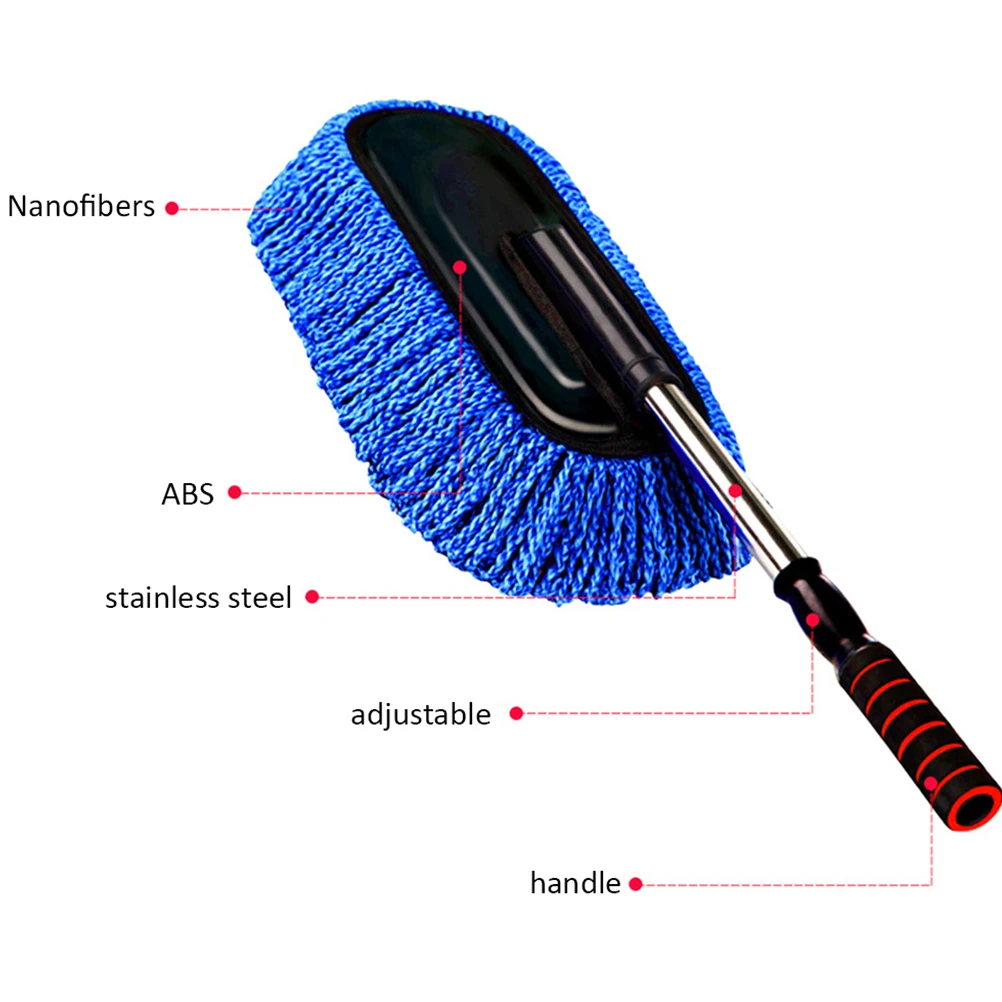 

2 Pcs Duster Interior Cleaner Car Waxing Brush Car Cleaning Supplies with Flexible Handle for Car Bike Home Use (Blue)