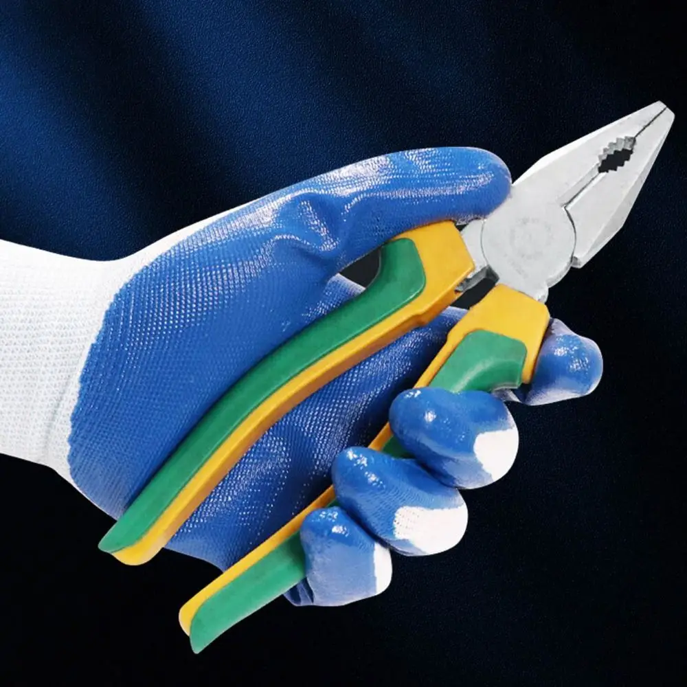 

12pairs Nylon Safety Working Gloves Excellent Grip Anti-puncture Protective Work Glove Non-Slip Flexible Gardening Gloves