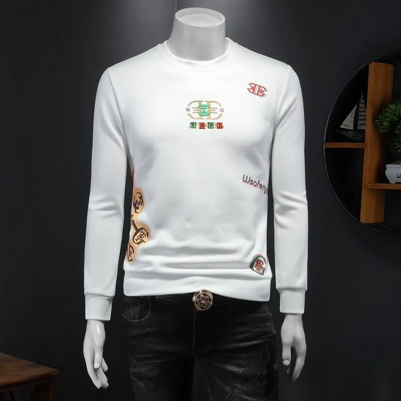 

Мужской модный свитшот с круглым вырезом, повседневный, свободного кроя, из смесового хлопка и полиэстера, для осени и весны