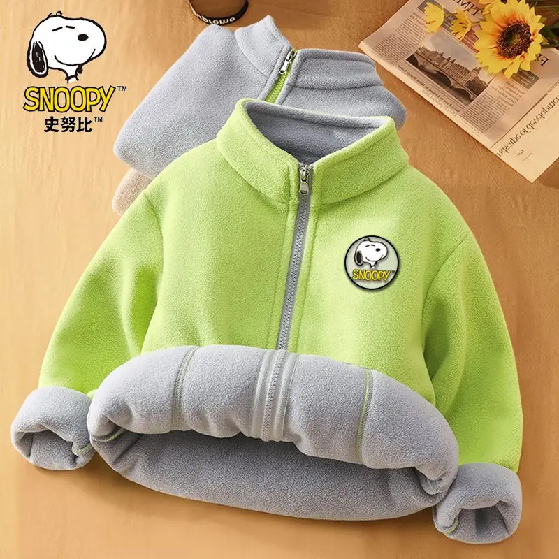 

Snoopy animation peripheral cartoon autumn and winter polar fleece jacket new warm top boys and girls casual zipper jacket
