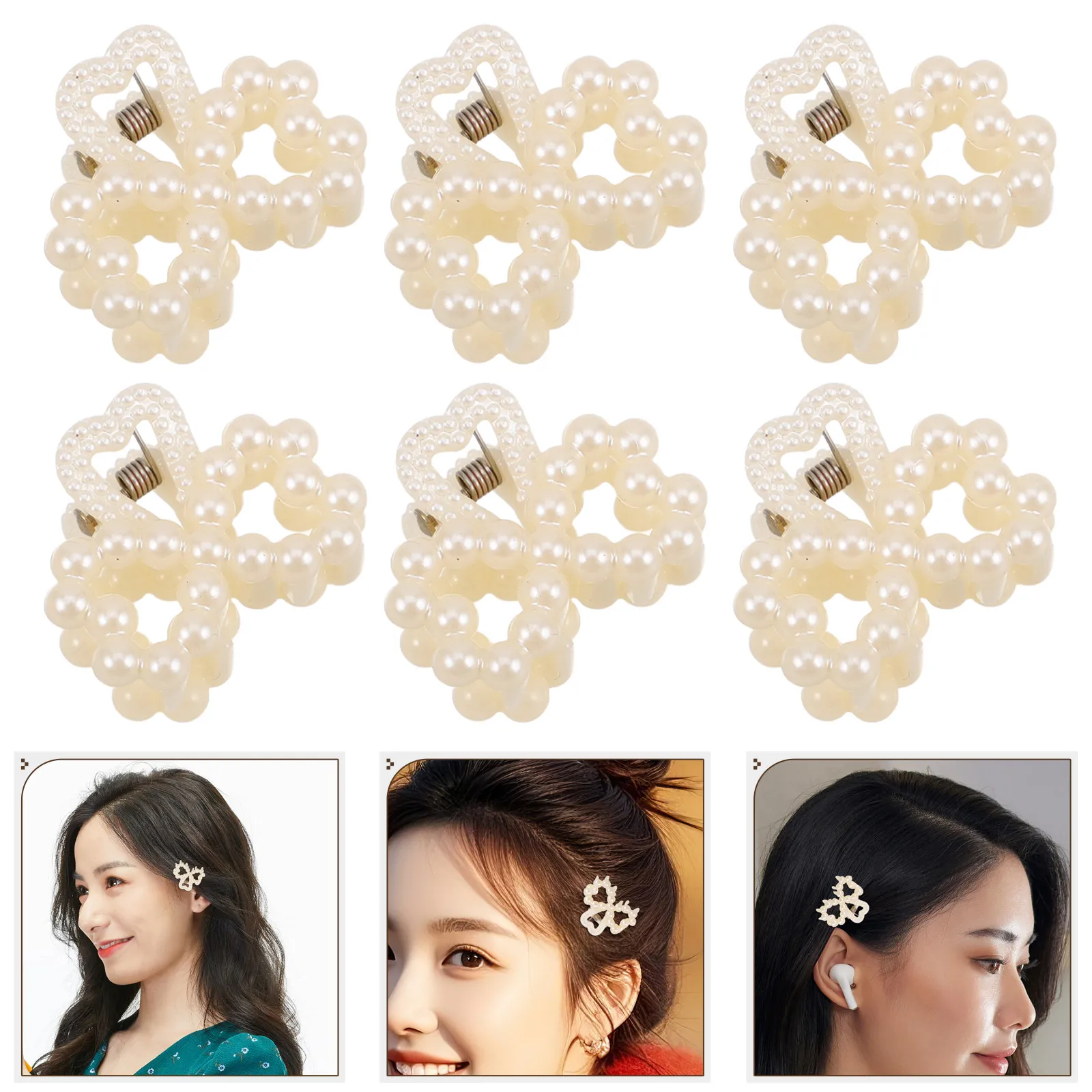 20Pcs Tiny Pearl Claw Hair Clips Mini Elegant Faux Pearl Barrettes Lightweight Secure Hold for Fringe Management Casual Formal