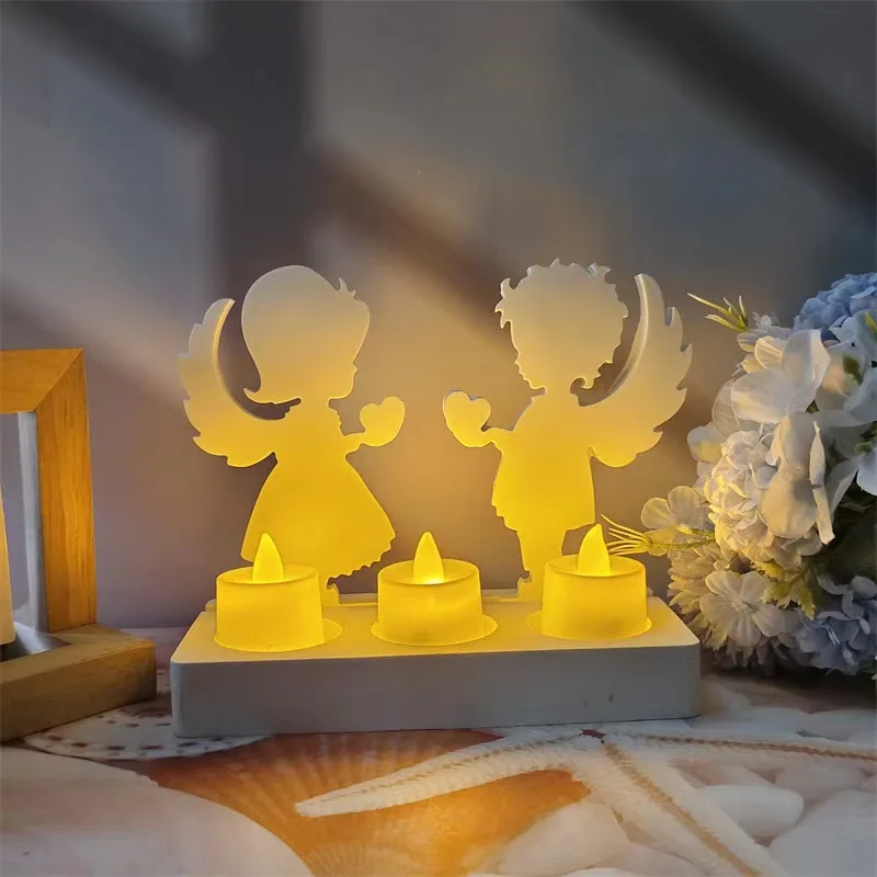 Love Angel Couple Ornaments Silicone Mold DIY Epoxy Gypsum Clay Casting Candle Holder Mold Home Decoration Ornaments