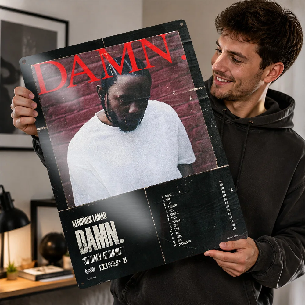 Kendrick Lamar Damn Album Cover Printed Poster Personalized Aluminum Metal Sign Hip Hop Icon Wall Art Ideal In Bedroom Studios
