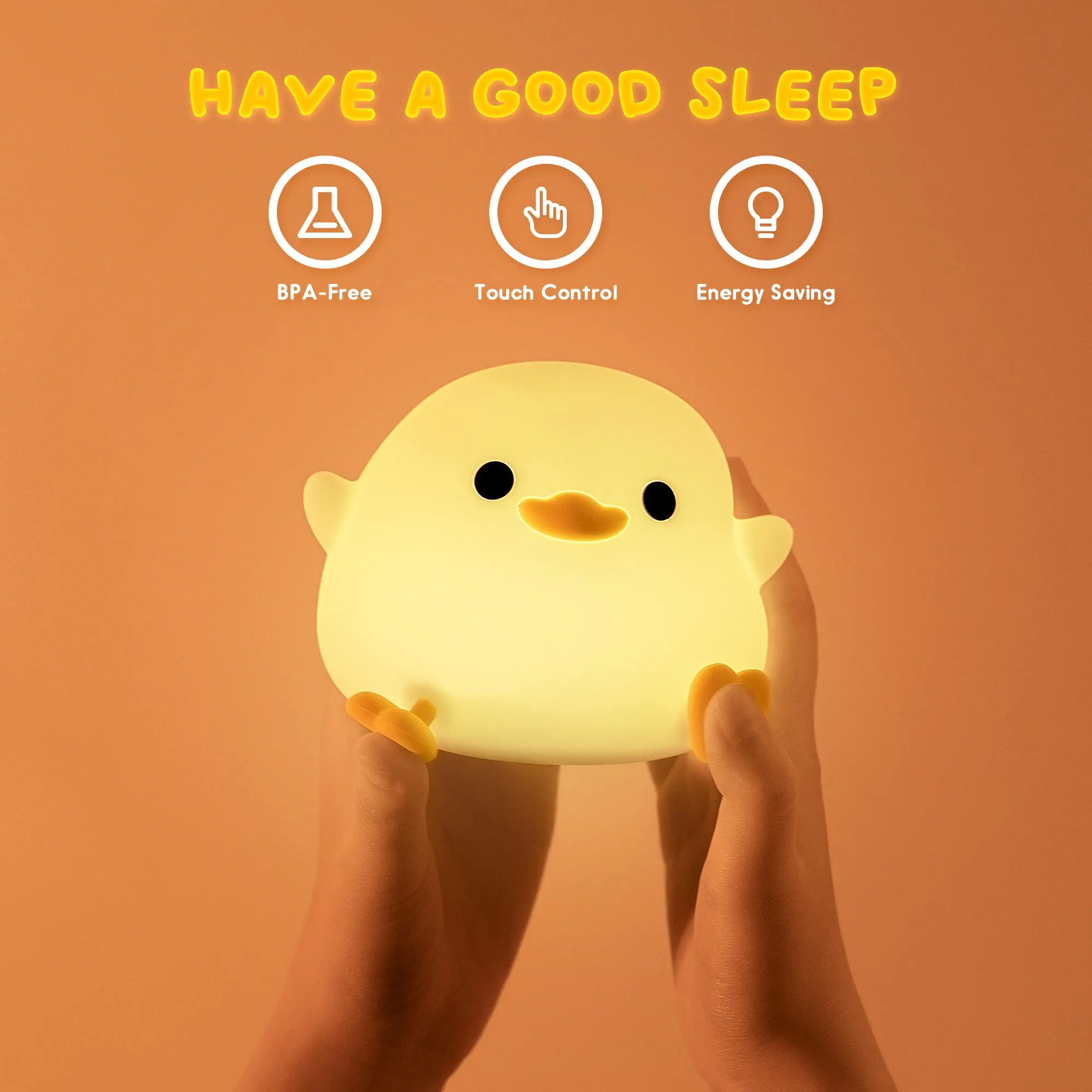 Cute Duck Night Light for Kids Nursery Rechargeable Table Lamp Bedside Lamp with Touch Sensor for Girls and Boys Bedrooms,Living