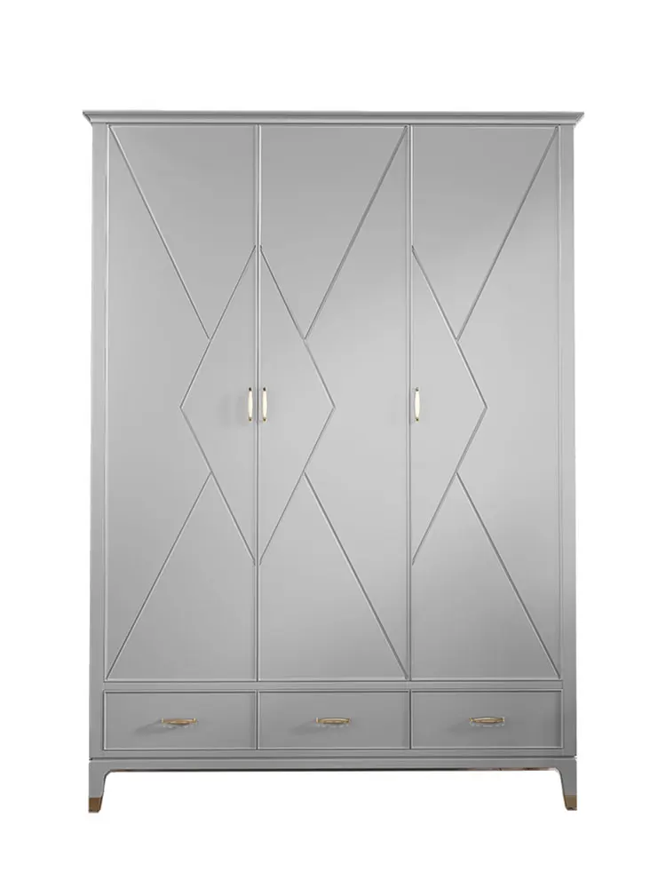 

American-Style Light Luxury Solid Wood Wardrobe Modern Minimalist Double Door Wardrobe European-Style Bedroom Flat Door Wardrobe