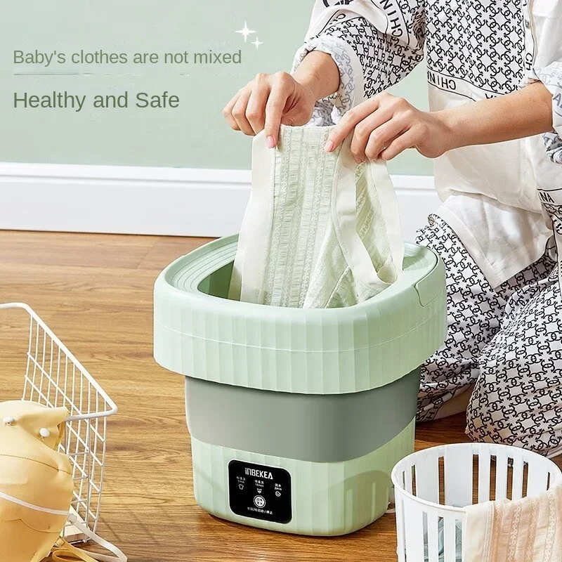 Convenient Portable Washing Machine for Travel Mini Foldable Design Household Clothes Cleaning with Dehydration 220V