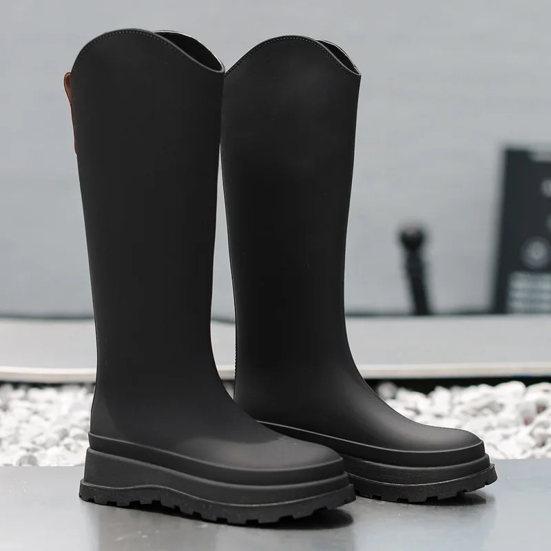 New 38cm Long Tube High Tube Women\'s Rain Boots PVC Outdoor Non-slip Fashion Rain Boot Comfortable Thick Bottom Waterproof Shoes