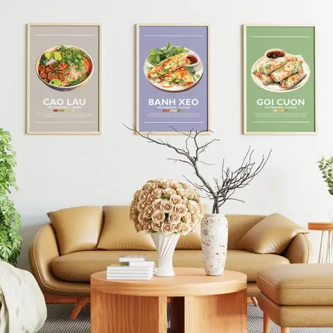 Vietnamesisk matillustration Pho Bun Cha Bahn Mi minimalistisk canvastafsch Traditionell klassisk mat väggkonst heminredning present 10 best sales pho - №7