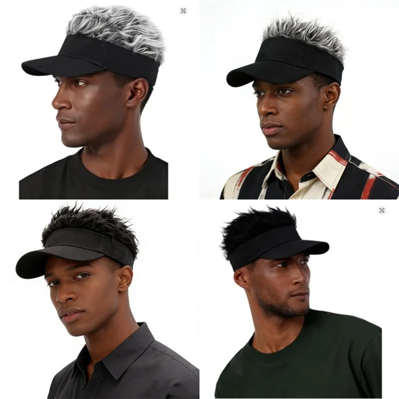 Men Women Synthetic Spiked Wig Hair Golf Baseball Cap Fake Hair An-ti UV Sunhat Sports Running Sunshade Visors Hip-Hop Headwear - view 2