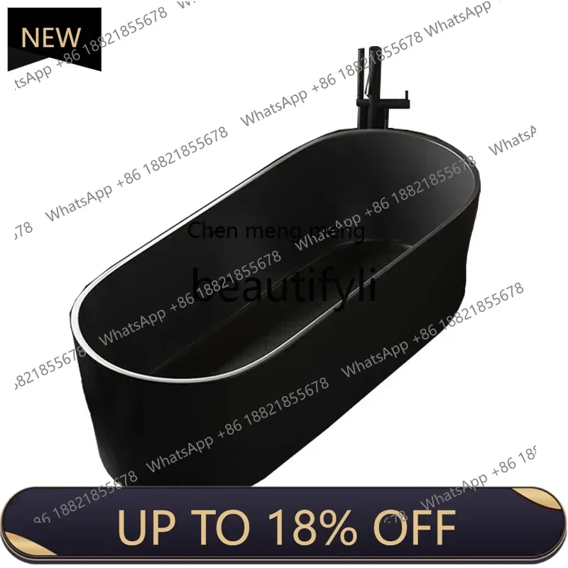 

Z189 Y ACreative matte black artificial stone freestanding integrated household Qimei stone double bathtub