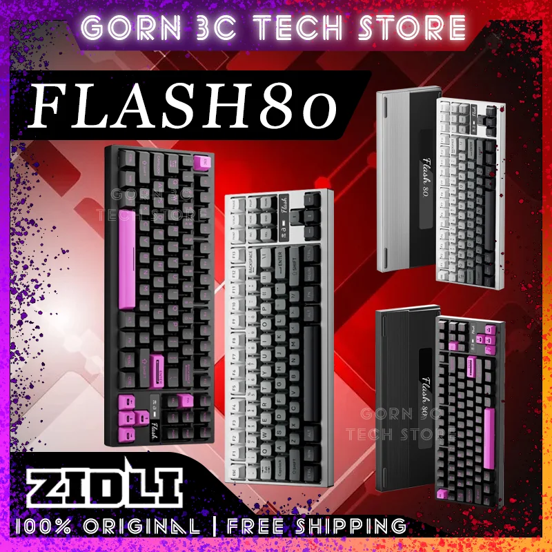 ZIDLI FLASH80 Mechanical Keyboard Tri-mode Aluminum Alloy Gasket Structure RGB Hot Swap Customized Gamer Keyboard Pc Accessories