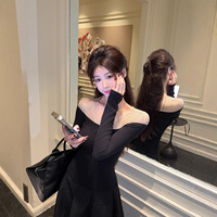 Aurora Dream Design Heavy Embellished Long Sleeve Knitted Base Top with Black Mini Skirt Glittering Diamond Casual Outfit...