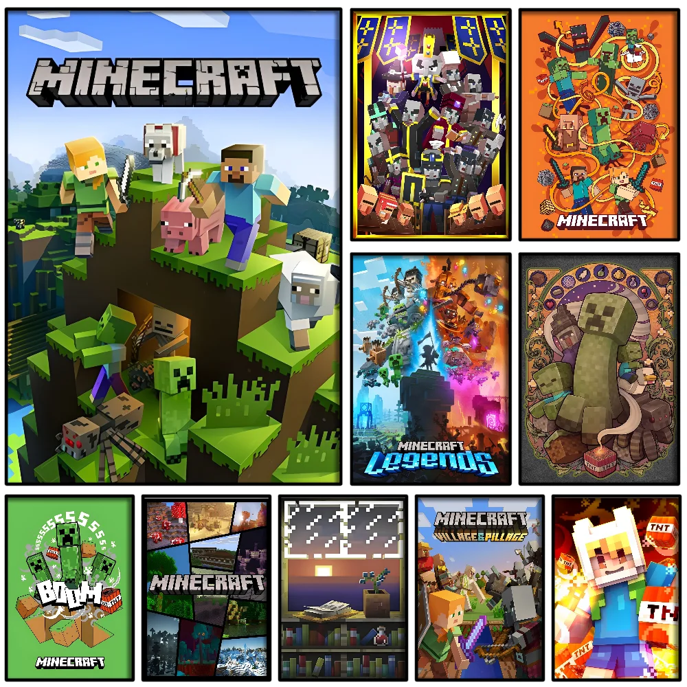 1PC PC Game Minecraft Poster Self-adhesive Art Waterproof Paper Sticker Coffee House Bar Room Wall Decor