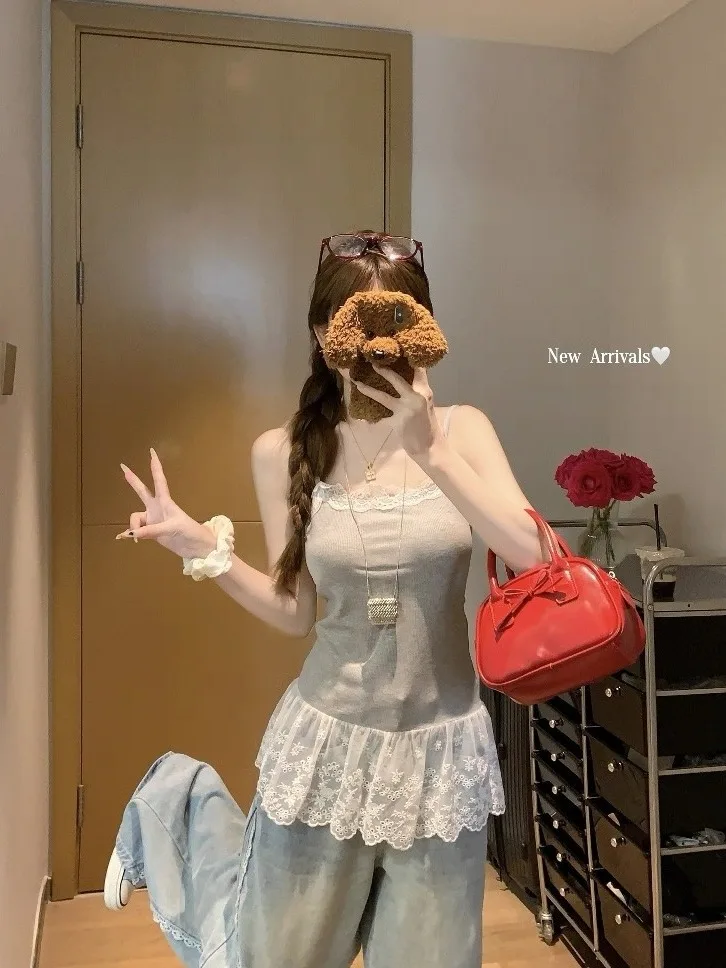 Colete feminino de algodão puro com bainha e bainha, novo plus size, slim fit, base de camadas, roupa interna, linha em u, casual, verão