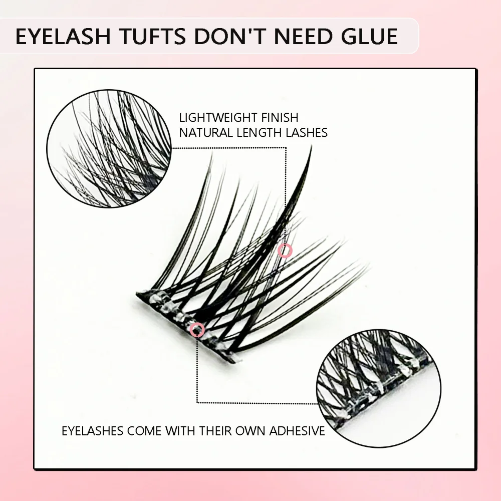 Noglue Eyelashes DIY Lashe Clusters Natural False Eyelashes Glue Strands Eye Lashes  Adhesive Eyelash Artificial Eyelashes