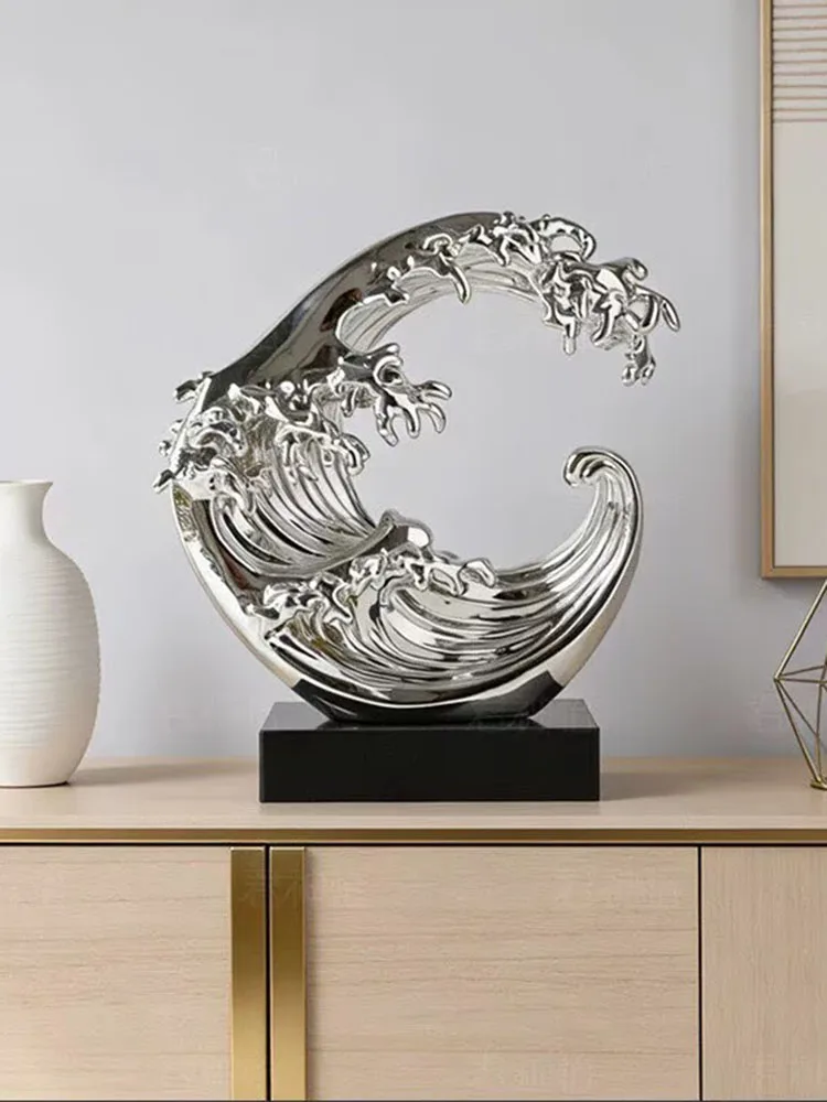 Room decoration sculptures modern wave shaped decorations living room artworks high-end decorations gifts