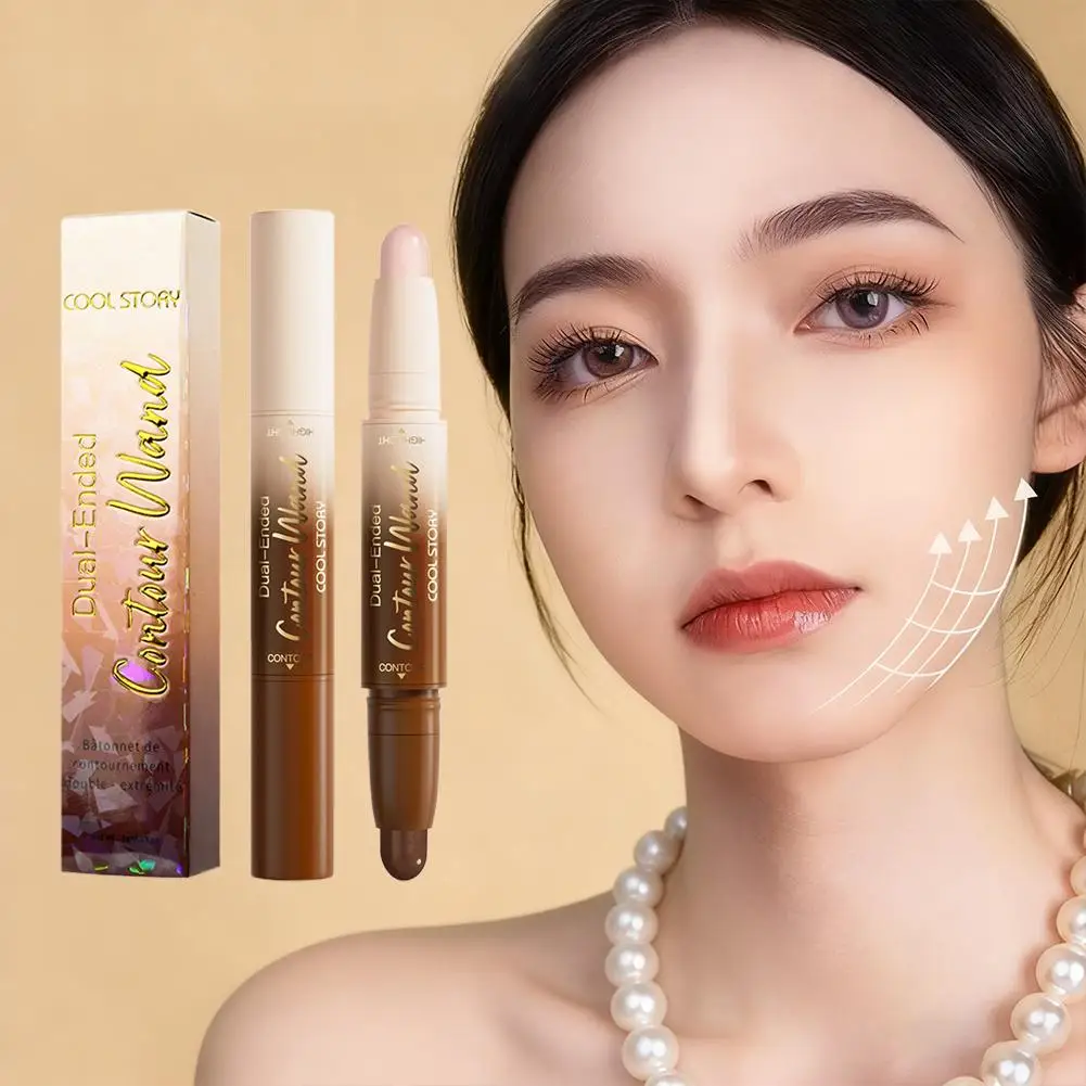 Ensemble de maquillage 2 en 1, surligneur crème et correcteur à Double extrémité, pour la sculpture du visage, le Contour du nez et la définition de la forme en V