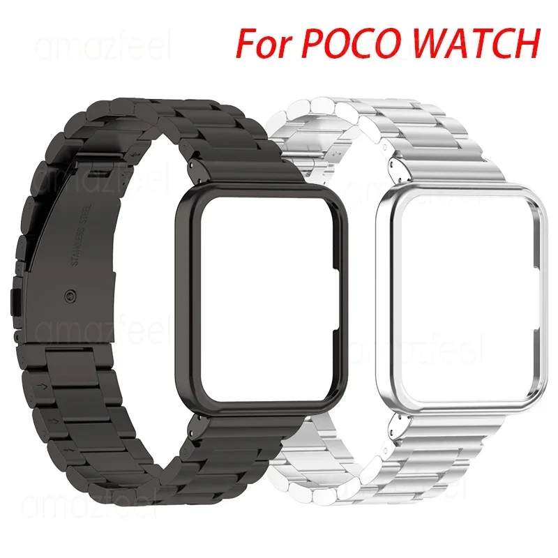 Funda protectora de correa para reloj inteligente, pulsera de acero inoxidable para reloj POCO, cubierta de protección, marco de parachoques